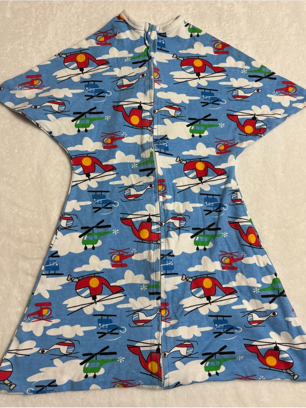 Blue Helicopter Print Kids Zip-Front Sleep Sack